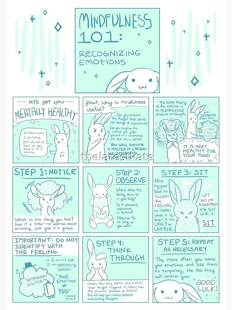 Let's Get You Mentally Healthy: Mindfulness 101 Bunny Comic by thelatestkate