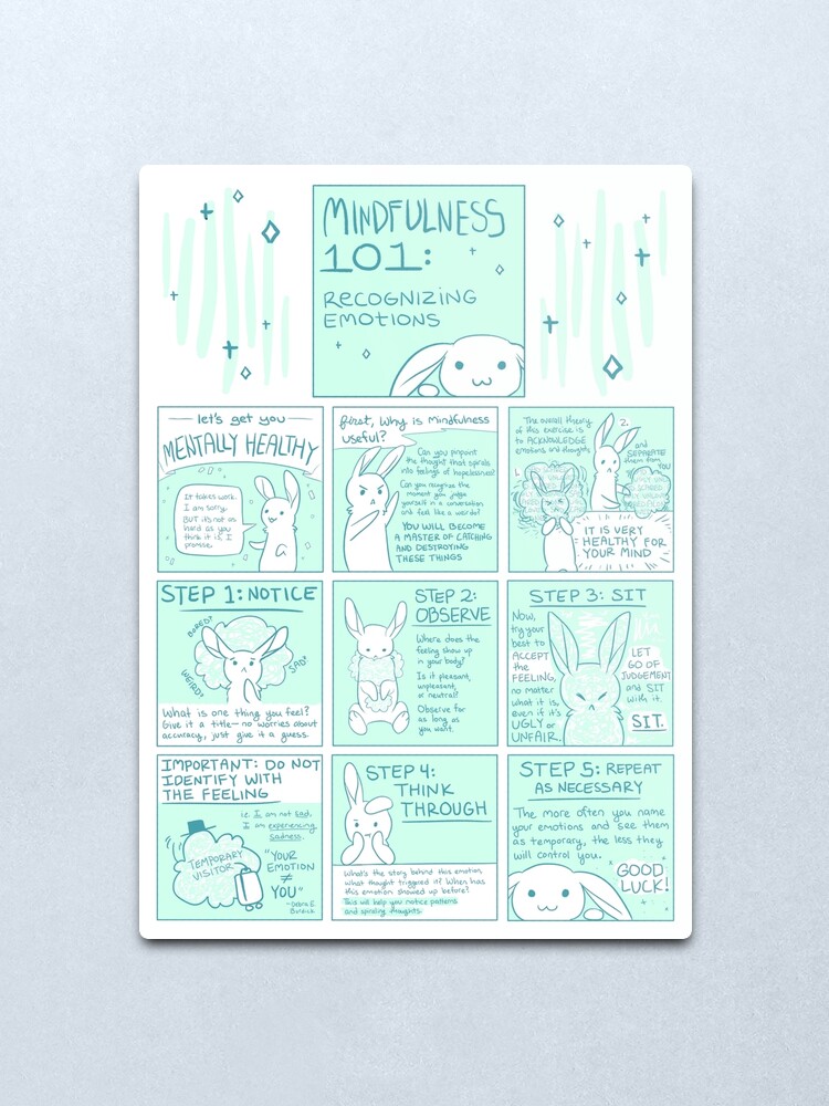 Alternate view of Let's Get You Mentally Healthy: Mindfulness 101 Bunny Comic Metal Print