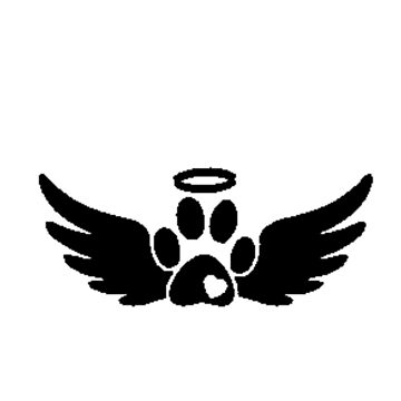 patte de chien avec des ailes d'ange, un halo et un cœur à l'intérieur.  concept de mémorial pour animaux de compagnie. conception graphique  imprimable et découpable pour tatouage, tshirt, carte mémoire, pierre