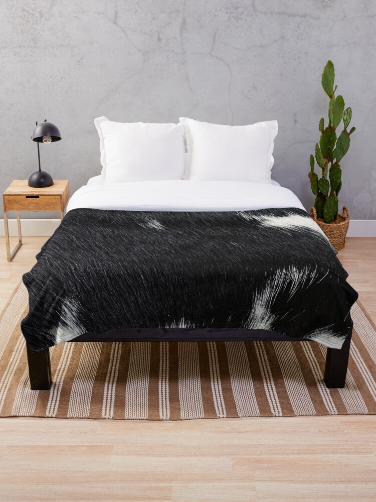 Black And White Cowhide Fur Throw Blanket By Cadinera Redbubble