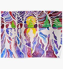 TREES REFLECTING A PARALLEL WORLD Poster