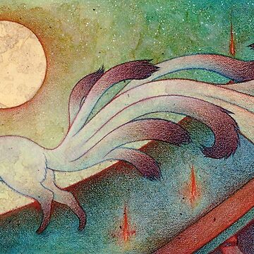Artwork thumbnail, Kitsune Messenger Under the Full Moon by TeaKitsune