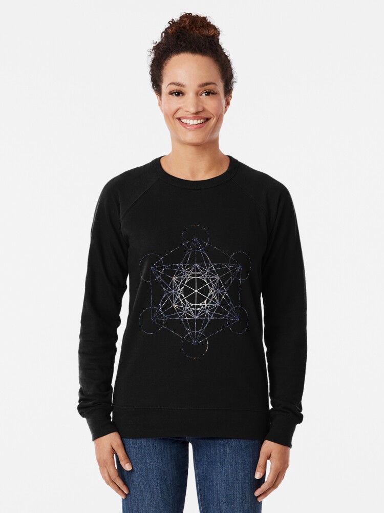 Alternate view of Metatron's Cube Star Cluster - Sacred Geometry Lightweight Sweatshirt