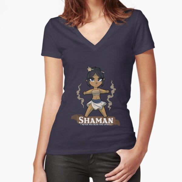 Shaman: Never Mix Bear and Spirits Fitted V-Neck T-Shirt