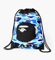 bape shark blue Drawstring Bag