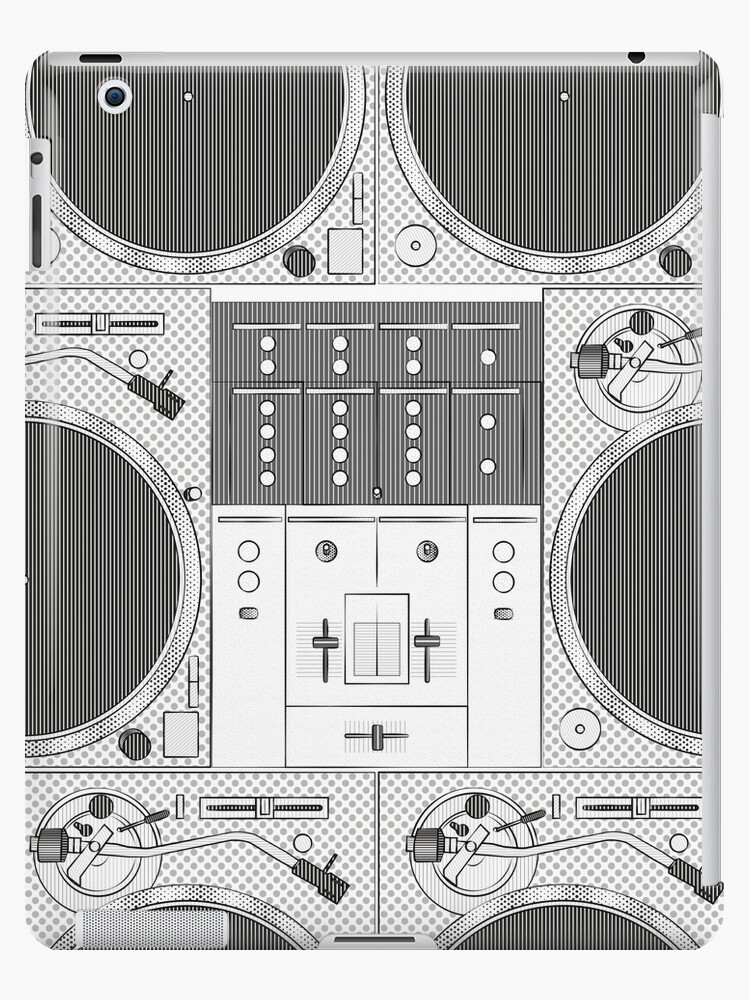 Funda Y Vinilo Para Ipad Dj Set Ilustracion De Tocadiscos Y