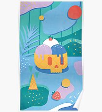 Skull Ice Cream Cone Poster