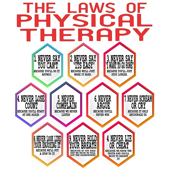 "Laws of Physical Therapy. Independence With Therapy. Get up, get