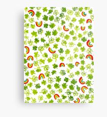 Shamrocks and Rainbows Watercolor Pattern Metal Print