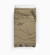 Vintage Illustrative Map of Nebraska (1912) - Tan Duvet Cover