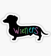 Wieners funny wiener dog dachshund silhouette rainbow Sticker