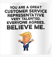 customer service poster posters funny representative redbubble trump