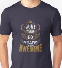 Born in June 1969 50th Years of Being Awesome Slim Fit T-Shirt