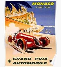 MONACO; Grand-Prix-Auto-Rennsport-Druck der Weinlese 1937 Poster