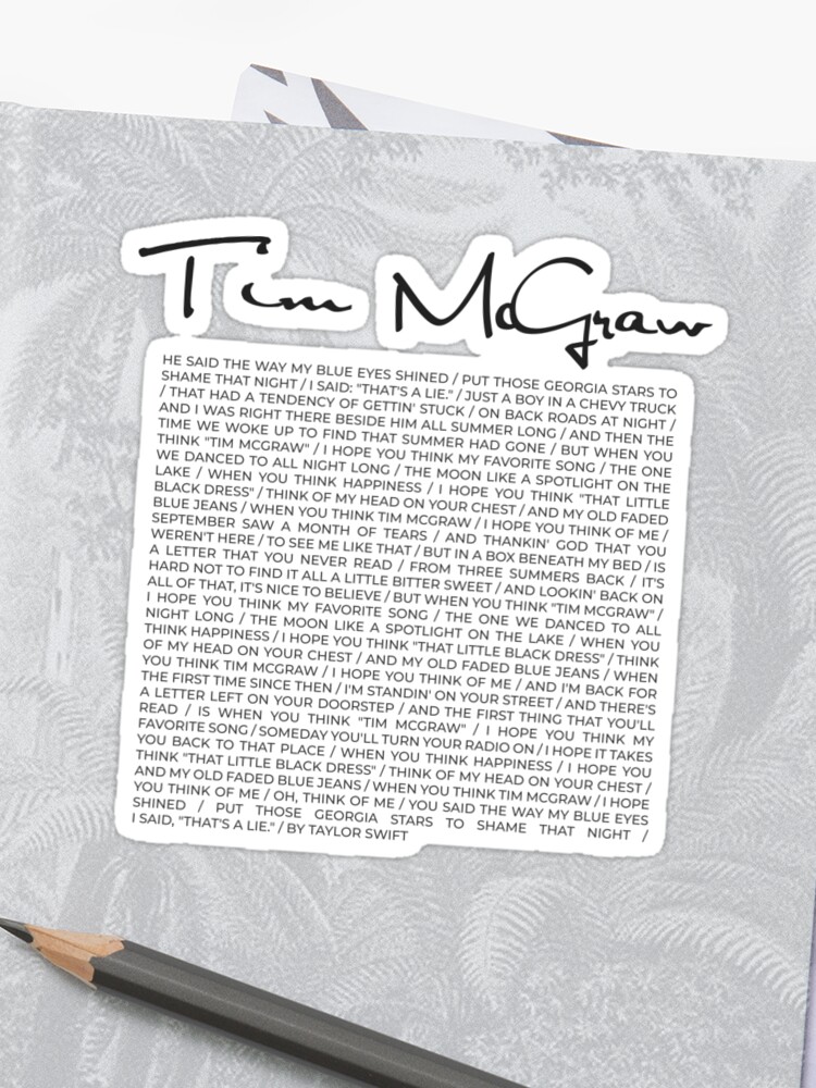 Tim Mcgraw By Taylor Swift Lyrics Sticker
