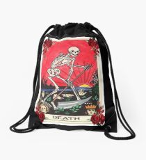 Skeleton Tarot Sensenmann-Kartenentwurf des niedlichen Vintagen Aquarellentwurfs durch mysticladyart Rucksackbeutel