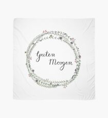 Guten Morgen deutsche Kalligraphie mit Blumenkranz Tuch