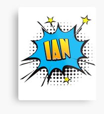 Comic book speech bubble font first name Ian Metal Print