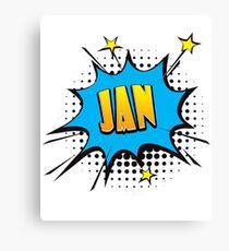 Comic book speech bubble font first name Jan Canvas Print