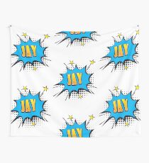 Comic book speech bubble font first name Jay Wall Tapestry