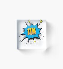 Comic book speech bubble font first name Jim Acrylic Block