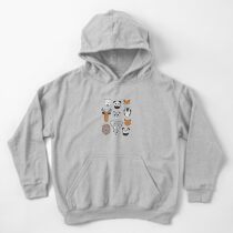 Friendly geometric animals // white background black and white orange grey and taupe brown animals Kids Pullover Hoodie