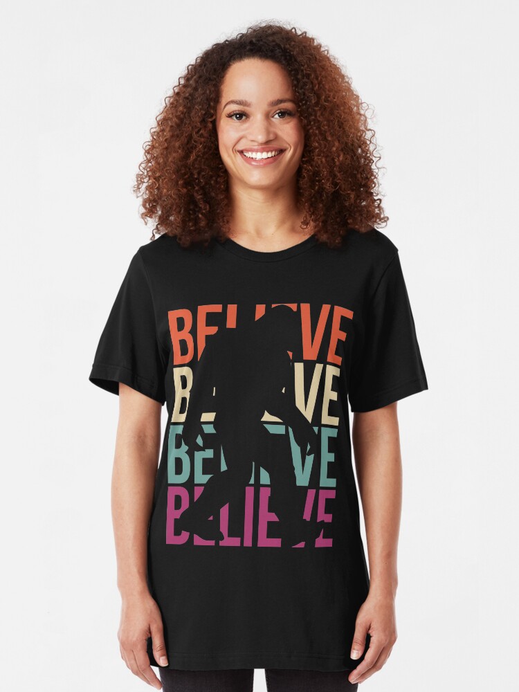 Alternate view of Bigfoot T-shirt I Believe Bigfoot Sasquatch Yeti Funny Shirt Slim Fit T-Shirt