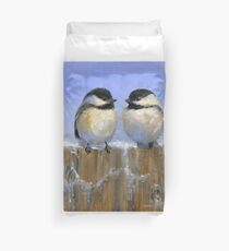 Nette Chickadee-Vögel im Schnee Bettbezug