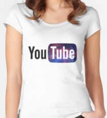 Kosmisches YouTube Logo Tailliertes Rundhals-Shirt