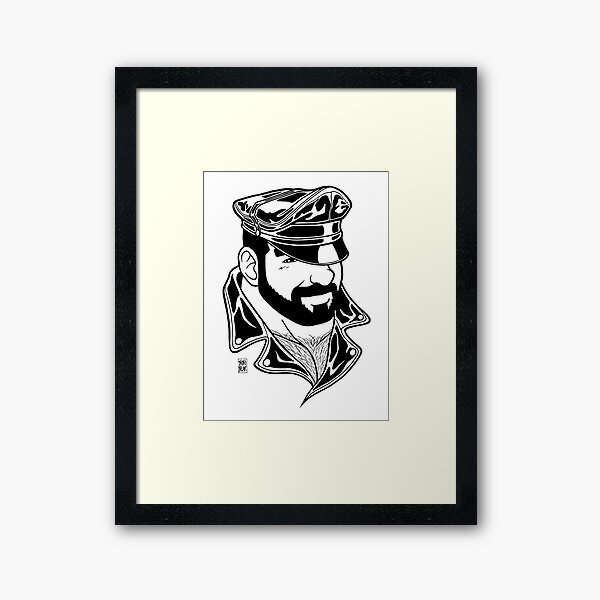 ADAM LIKES LEATHER - LINEART Framed Art Print