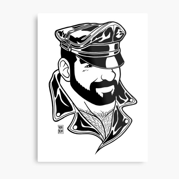 ADAM LIKES LEATHER - LINEART Metal Print