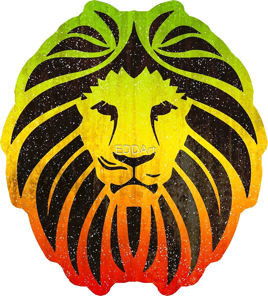 "Rastafari Spirit - Lion Tattoo Color Gradient 4" by EDDArt | Redbubble