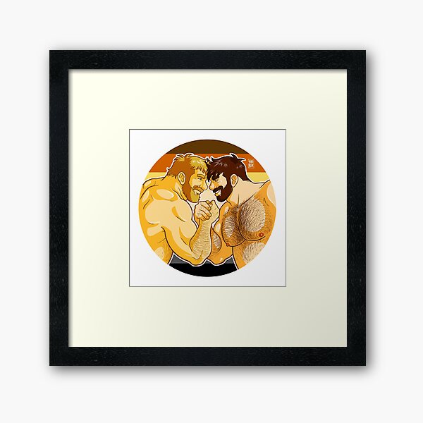 ADAM AND MIKE LIKE ARM WRESTLING BEAR PRIDE - CIRCLE Framed Art Print