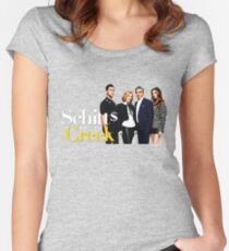 Schitts Creek, Rose Familie, TV-Show, lustig, cool, Logo, weiß, gelb, Film, Schauspieler, Prominente, Komödie, Humor, gute Stimmung, Geschenk, Geschenk, Geschenk Tailliertes Rundhals-Shirt