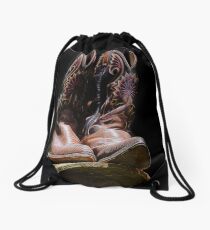 Cowboy Boots on a Barrel Drawstring Bag