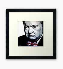 Sir Winston Churchill with Union Jack bow-tie Framed Print