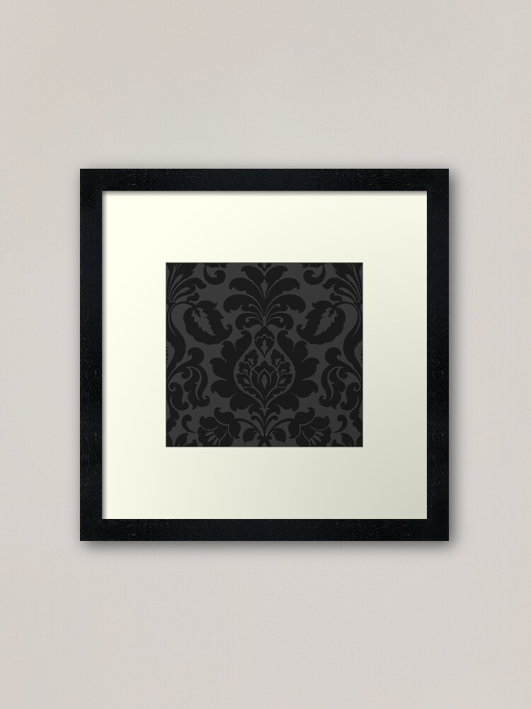 Velvet Black Damask Framed Art Print By Zanydoodles Redbubble