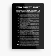 Zero Gravity Bathroom - Full (white text) Metal Print