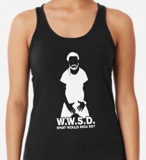 Camiseta con espalda nadadora ¿Qué haría Shia LaBeouf? BLANCO