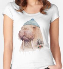 Tätowiertes Walross Tailliertes Rundhals-Shirt