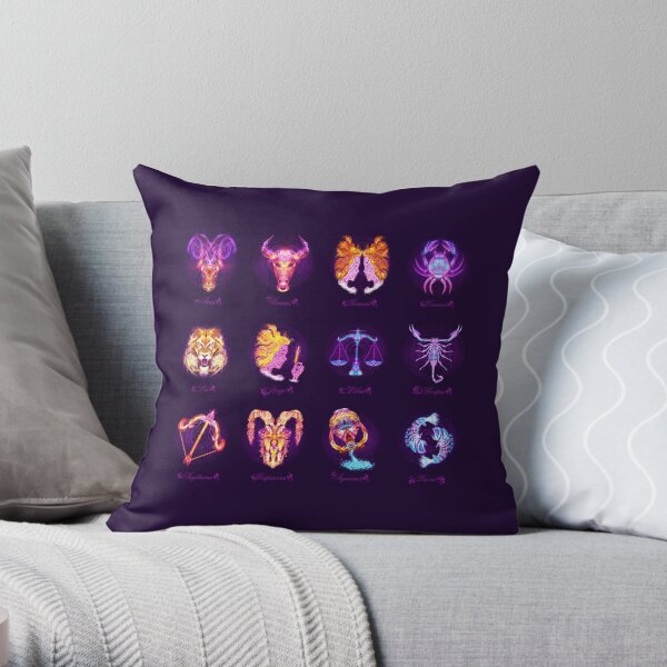 Zodiac Lightbursts Twelve Throw Pillow