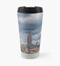 Cloudy day of Manhattan Midtown Skyline, New York United States Travel Mug