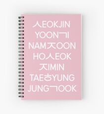 BTS Mitglieder (hangul) - Rosa Version. Spiralblock