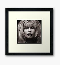 Brigitte Bardot's face up close poster Framed Print