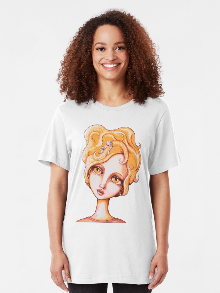 Alternate view of Bunny Bouffant (Orange Version) Slim Fit T-Shirt