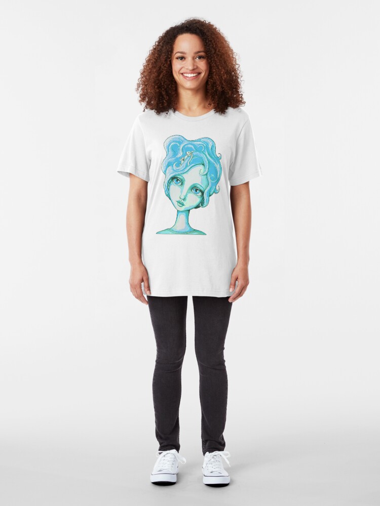 Alternate view of Bunny Bouffant (Cyan Version) Slim Fit T-Shirt