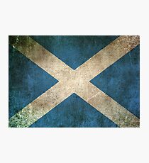 Old and Worn Distressed Vintage Flag of Scotland Photographic Print