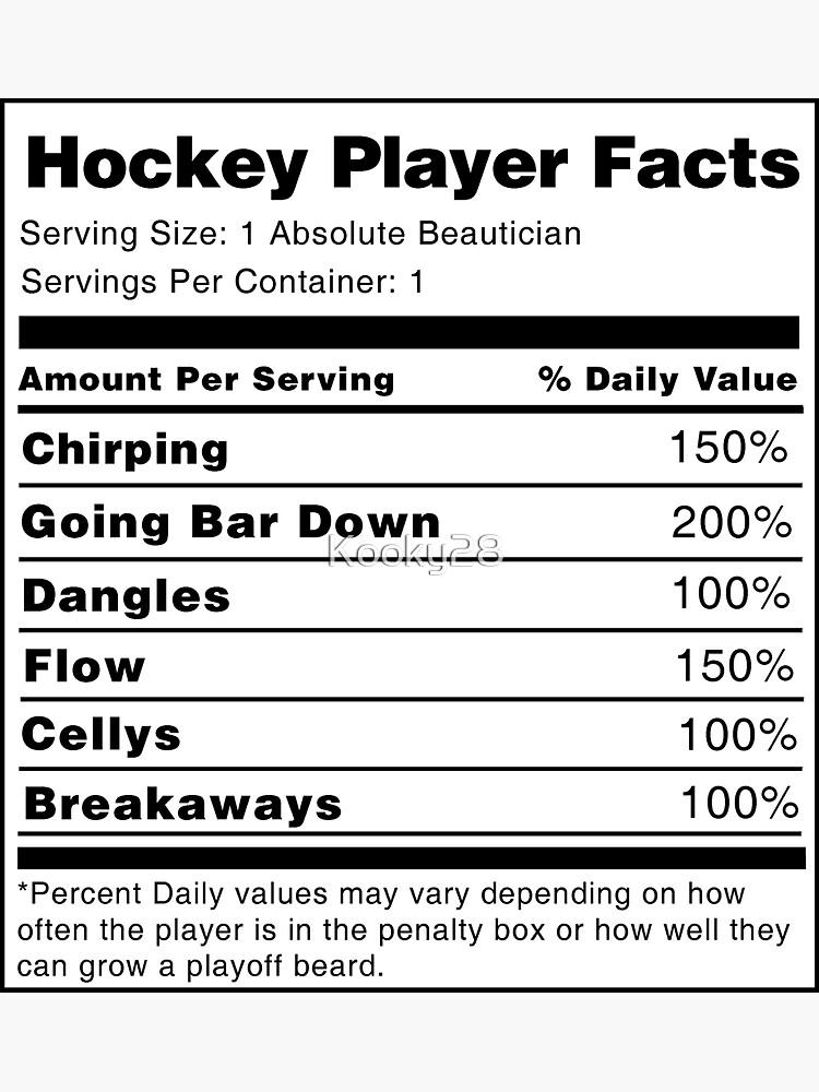 "Hockey Player Nutrition Facts " Stickers by Kooky28 Redbubble