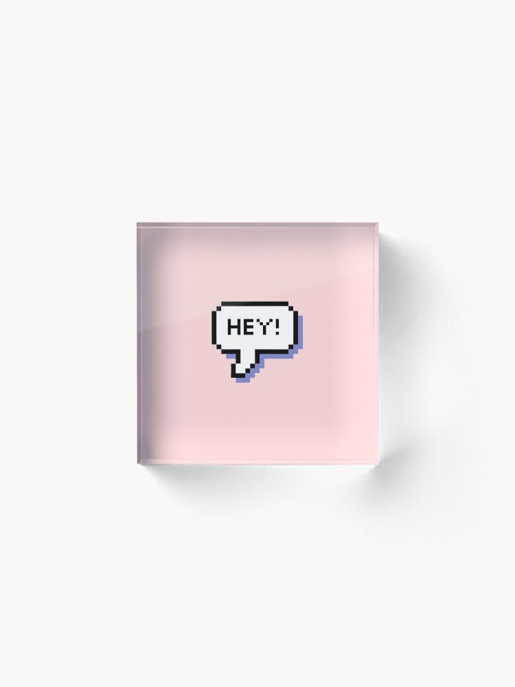Alternate view of Hey! - Pixel Speech Bubble - (Mixed) Acrylic Block