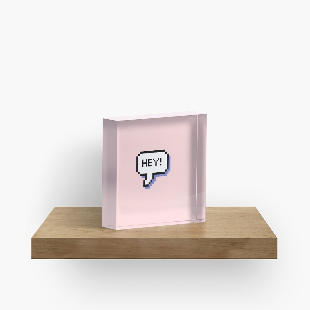 Hey! - Pixel Speech Bubble - (Mixed) Acrylic Block